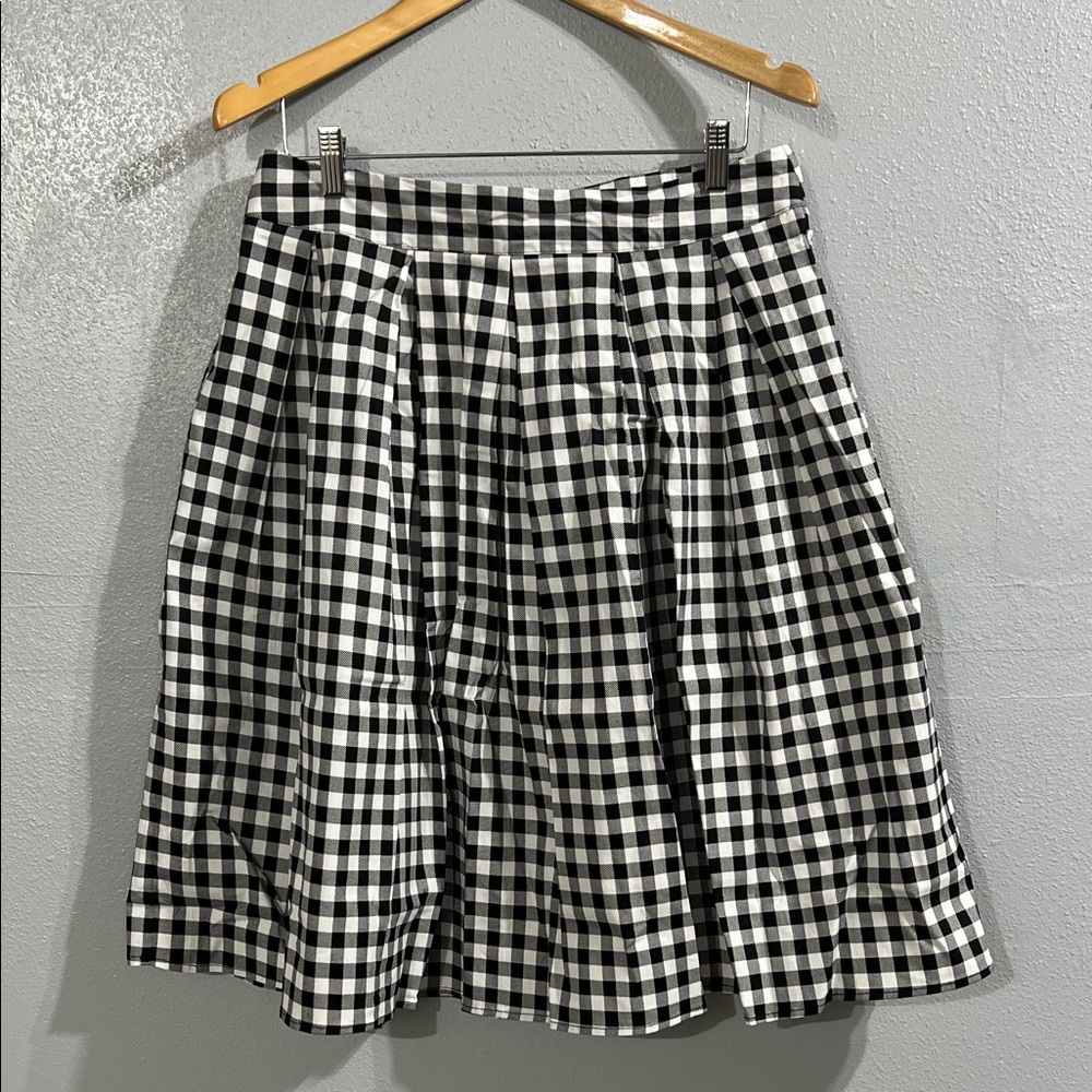 Classic Black and White Checkered Skirt circle L womens - Picture 2 of 6
